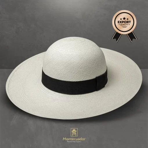 Hat for lady handmade toquilla straw White