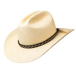 Montecristi Panama Hat Cowboy Toquilla Straw Western With Horsehair Band