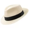 Original Toquilla Straw Panama Hat with Rolled Back Brim Cuban Fedora for Oval Heads