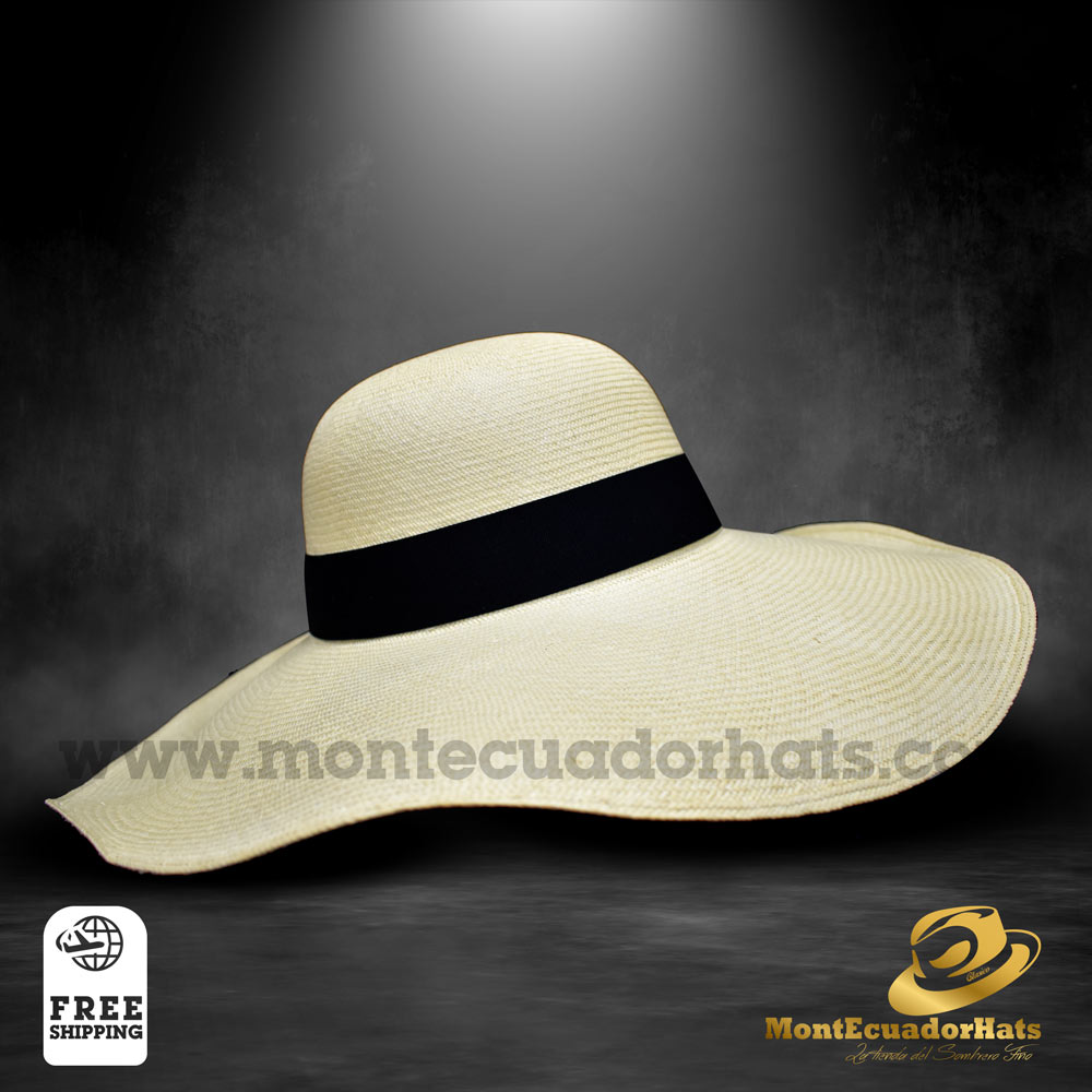 Sombrero de paja de Toquilla para mujer, Sombrero de Panamá de ala