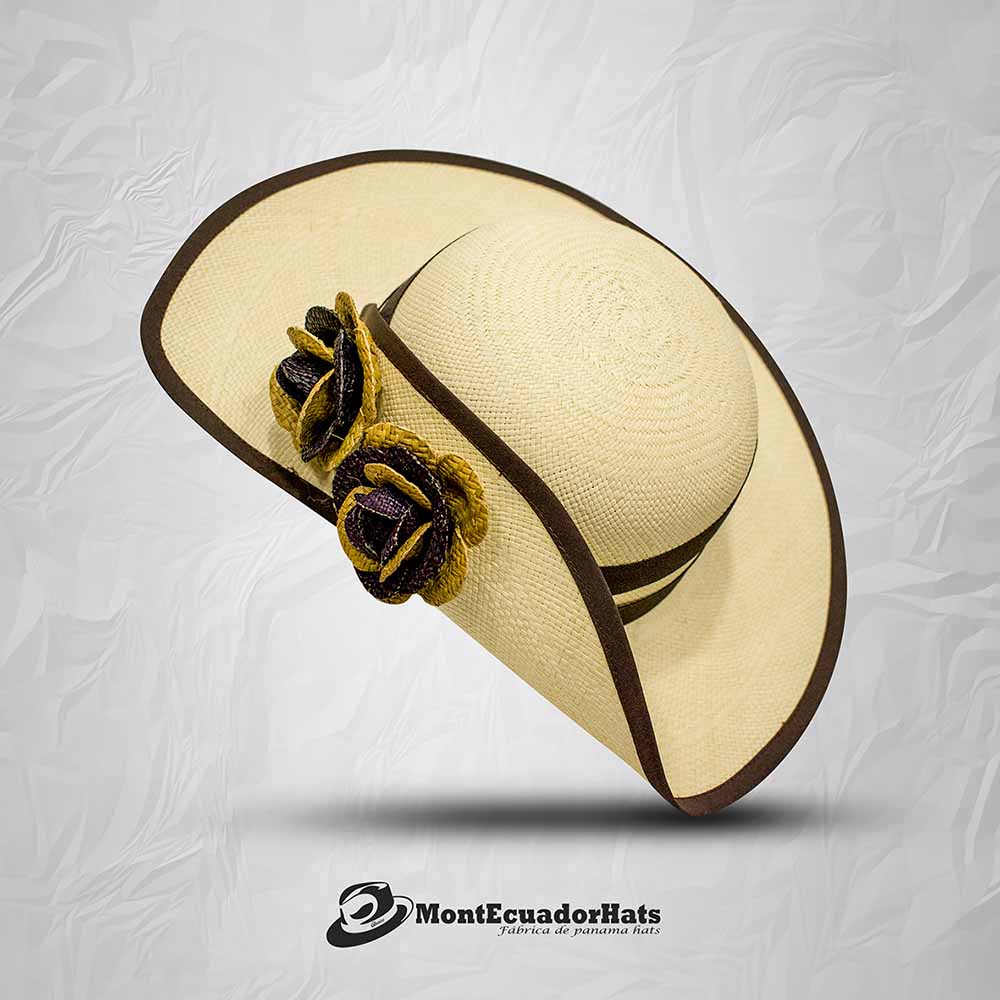 Sombrero de paja de Toquilla para mujer, Sombrero de Panamá de ala