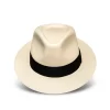 Premium Panama Hat Golden Short Brim Authentic Toquilla Straw Handmade