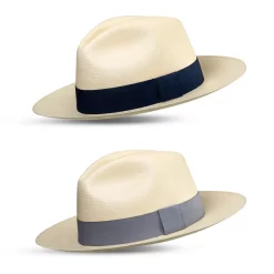 Traditional Panama Hat Montecristi Grade 20 with Brown and Light Blue Bands