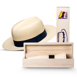 Luxury Travel Panama Hat Optimo Colonial Montecristi Toquilla Straw with Storage Box