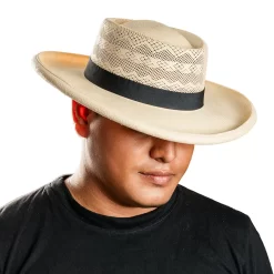 Men’s and Women’s Ventilated Panama Hat Classic Gambler Style Lightweight Straw Golf