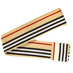 Beige Stripe Panama Hat Band British Style Inspired Replacement Ribbon