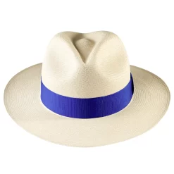 Electric Blue Panama Hat Montecristi Band Bold Solid Color Ribbon