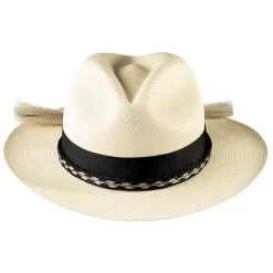 Montecristi Panama Hat with Classic Black Band and Braided Horsehair Accent