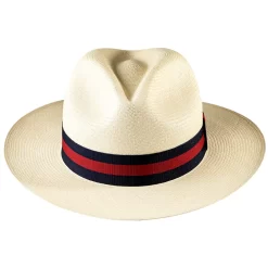 Navy and Red Panama Hat Montecristi Band Luxury Stripe Ribbon Replacement