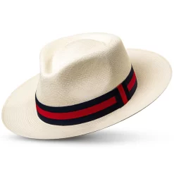 Montecristi Fedora Panama Hat Grade 18 Luxury Masterpiece Ribbon Black and Red