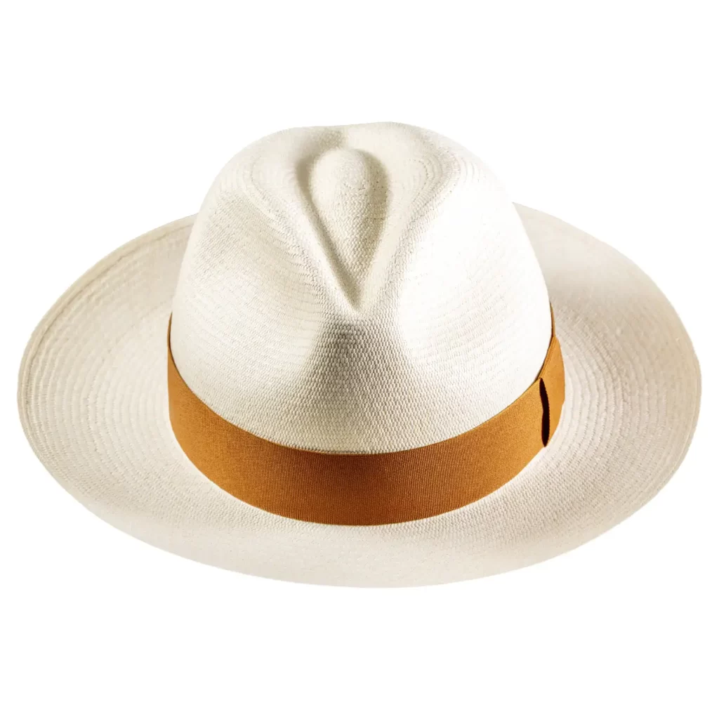 Capri Honey Panama Hat Golden Ribbon Fedora Ecuador