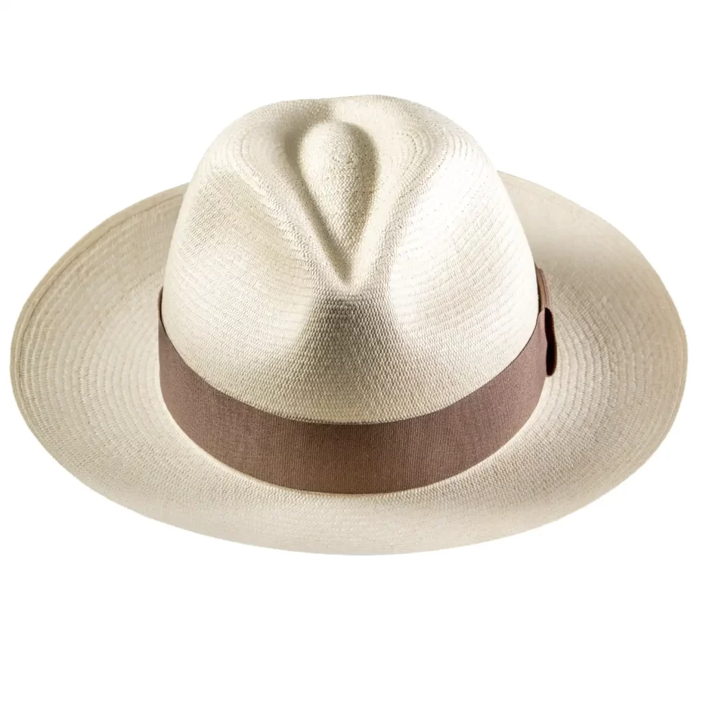 Capri Sand Panama Hat Light Brown Ribbon Fedora Ecuador