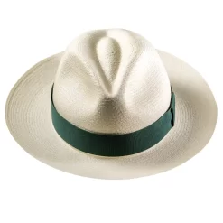 Emerald Monaco Panama Hat Green Ribbon Fedora Handmade Ecuador