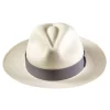 London Grey Panama Hat Silver Ribbon Fedora Handmade Ecuador
