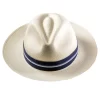 Riviera Navy Stripe Panama Hat Blue Ribbon Fedora Montecristi Ecuador