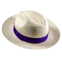 Royal Violet Panama Hat Purple Ribbon Classic Original Real